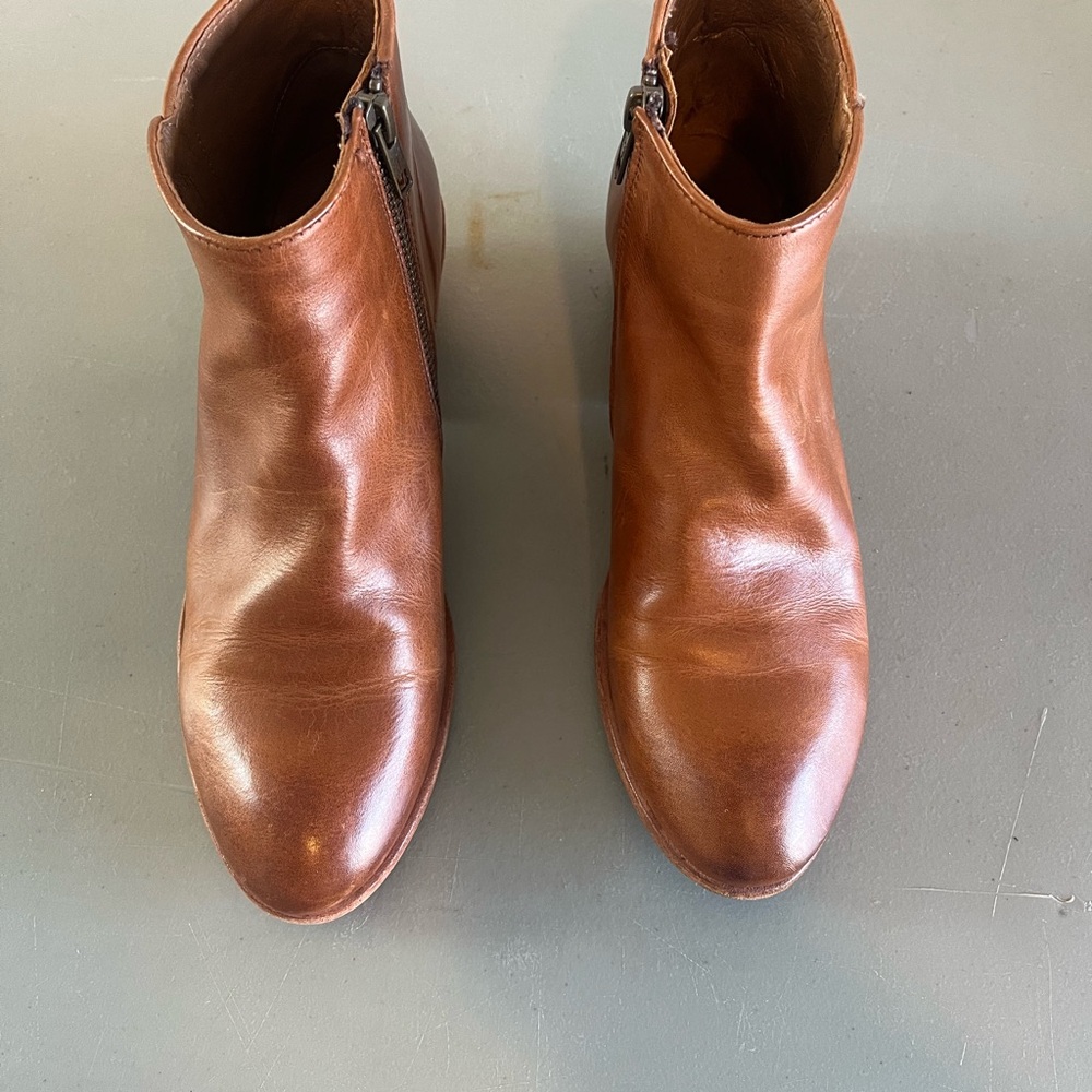 Frye Dark Brown Leather Boots with Embossed Insole
